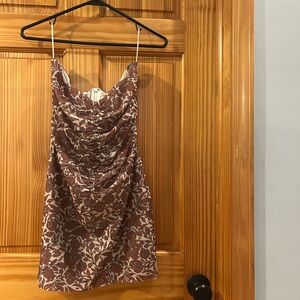 bec + bridge Brown and Cream Floral Mini Dress